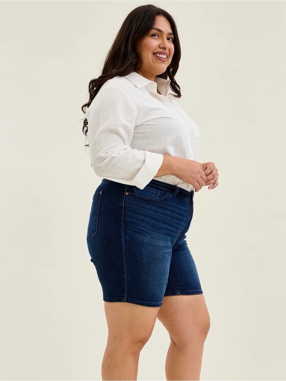 Judy Blue Dark Indigo Plus Denim Bermuda Shorts